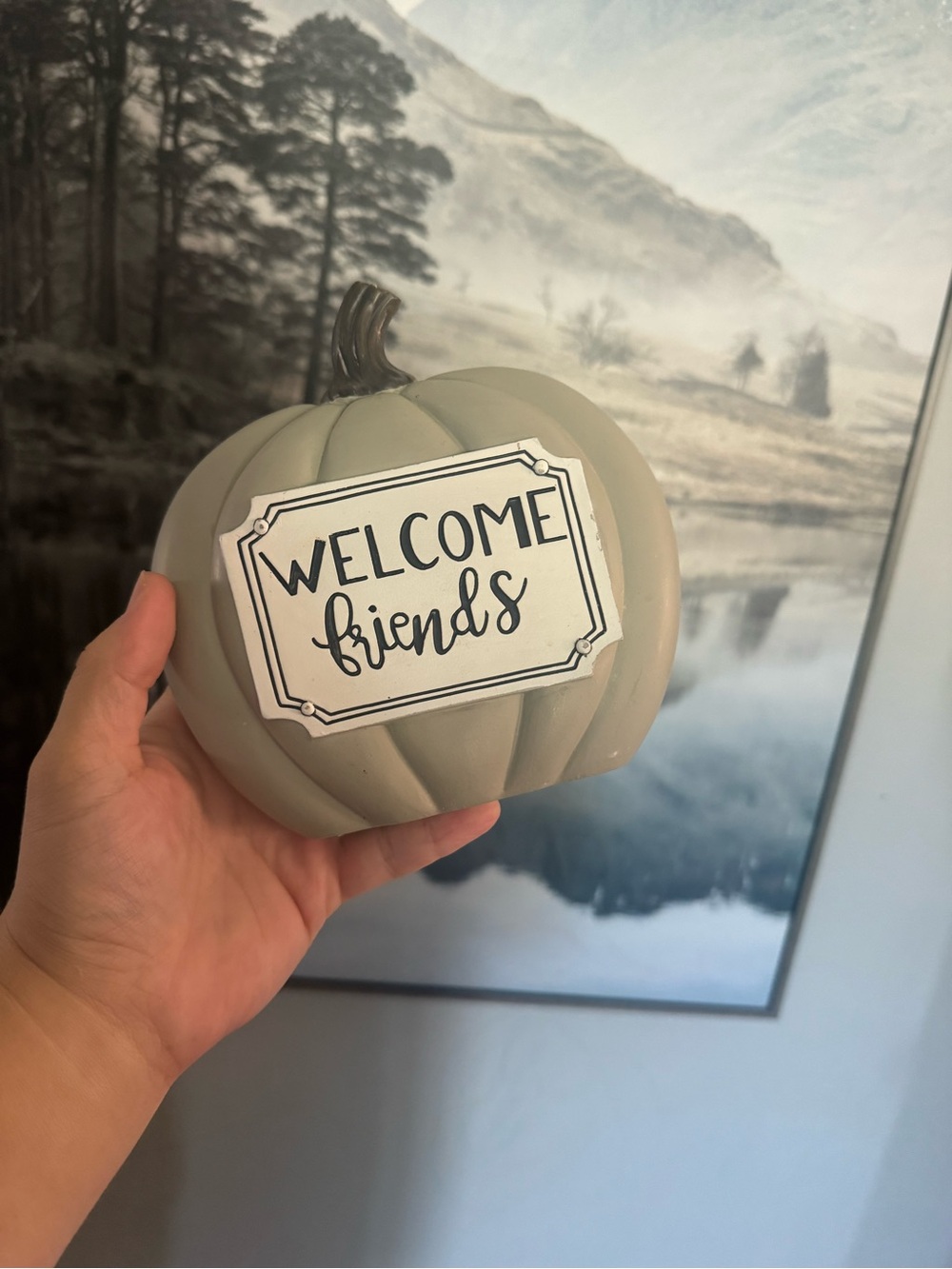 Welcome Friends Neutral Pumpkin Home Accent